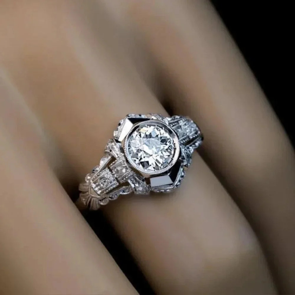 ▶Silver Plated Wedding engagement Ring for Women, F115 - Picture 3 of 6